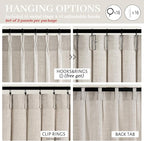 Semi Sheer Natural Linen Greyish Brown Curtains 86 Inches Long 2 Panels Set - Image 6
