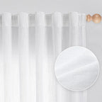 MYSKY HOME White Linen Sheer Curtains 63 inch length Light Filtering Semi Sheer by MYSKYHOME