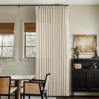 Extra Wide Pinch Pleat 100 x 90 Inch Linen Semi Sheer Curtains 1 Panel | - Image 9