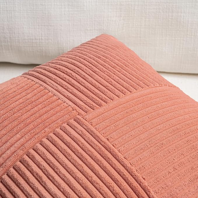 Fancy Homi 2 Packs Coral Euro Decorative Throw Pillow Covers 26x26 Inch - Image 4