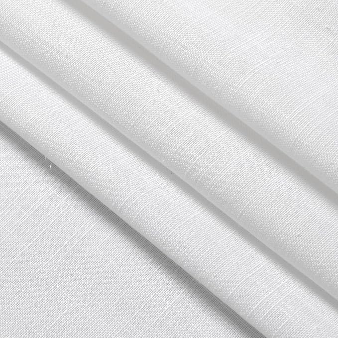 Linen Textured White Curtains Window Toppers Valances Semi Sheer Linen Curtains - Image 7