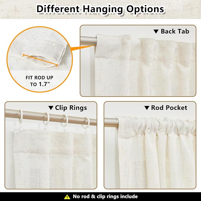 MYSKY HOME 90 Inches Long Linen Curtains - Image 3