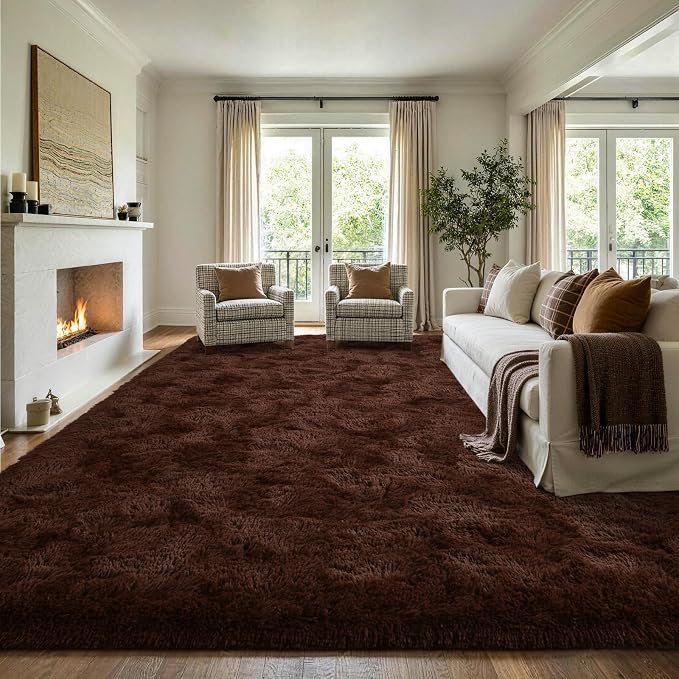 8x10 Extra Large Brown Fluffy Area Rug Non-Slip - Image 3