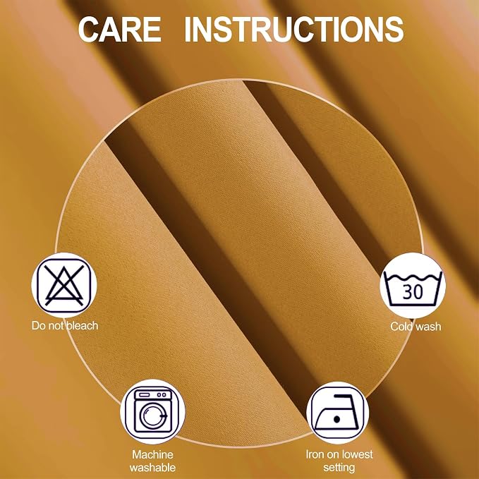 Mustard Yellow Thermal Blackout Curtains/52 x 72 Inch/Set of 2 Panels Room - Image 4