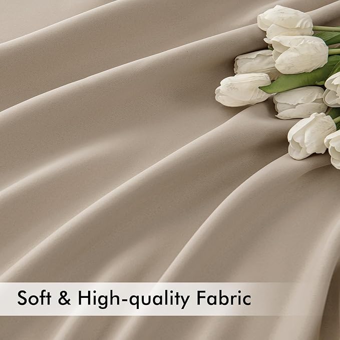 MIULEE Taupe Back Tab Blackout Curtains 52x90 Inch Long 2 Panels Set | Rod - Image 6