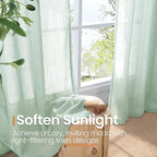 BGment Light Green Linen Curtains 40 Inches Long - Image 5