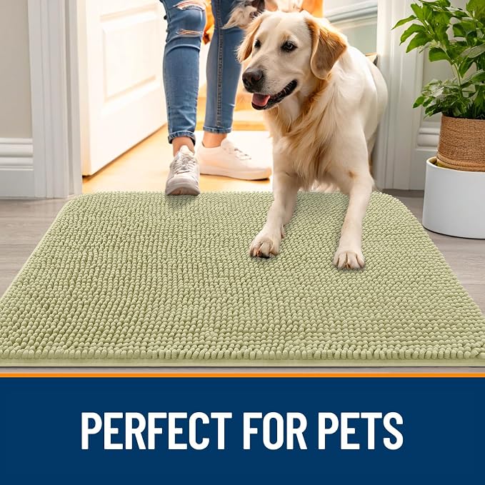 OLANLY Dog Door Mat for Muddy Paws 34x21, Super Absorbent Chenille Mud Mat | - Image 6