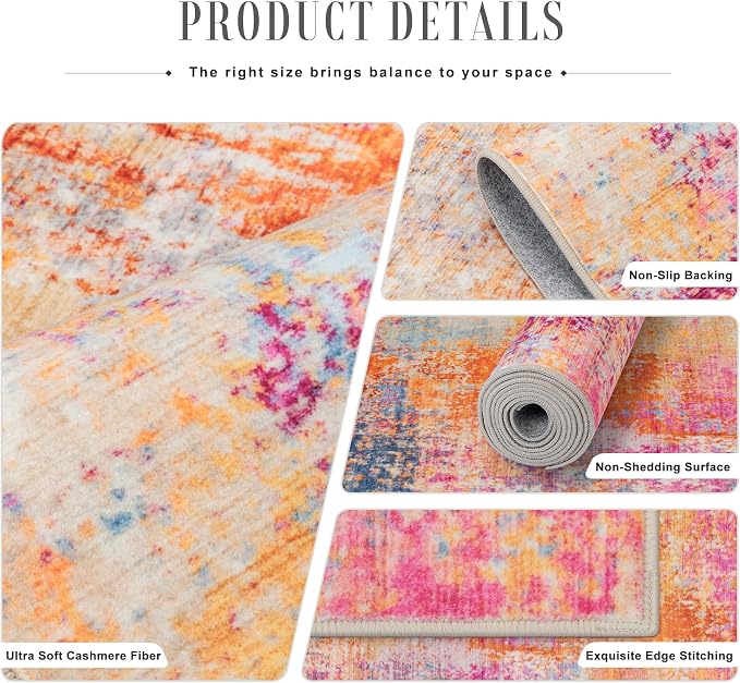 8x10 Area Rug Living Room: Modern Washable Soft Carpet Galaxy Haze | - Image 5