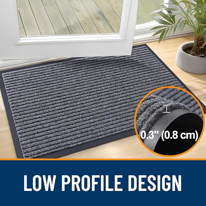 OLANLY Front Door Mat 47x32, Waterproof Heavy-Duty Indoor Outdoor Doormat | Grey - Image 4