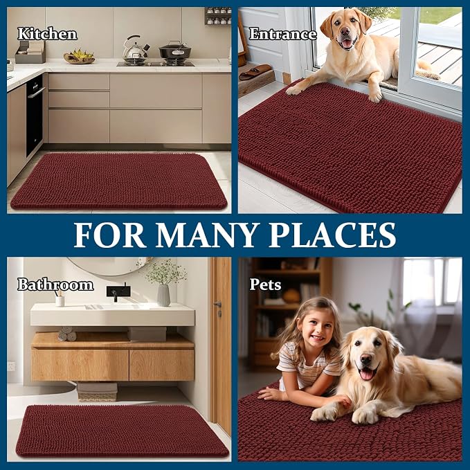 OLANLY Dog Door Mat for Muddy Paws 47x32, Super Absorbent Chenille Mud Mat | - Image 8