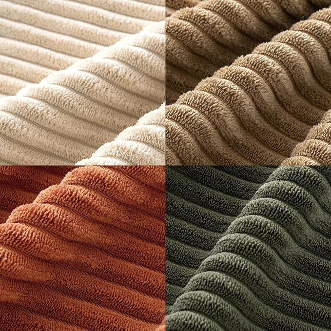 MIULEE Fall Corduroy Decorative Throw Pillow Covers Rust-Olive Green 24x24 | - Image 3