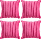MIULEE Faux Fur Plush Decorative Throw Pillow Covers 20x20, Hot Pink | Set of 4 - Image 7