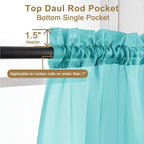Chyhomenyc Turquoise Sheer Curtains 30 inch Length 2 Panels, Light Filtering - Image 3
