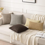 MIULEE Corduroy Decorative Throw Pillow Covers 18x18 Beige Pack of 2 | Soft - Image 3