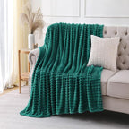 Teal Throw Blanket for Couch Sofa 60x80 inches Striped Design | Fleece Blankets - Image 3
