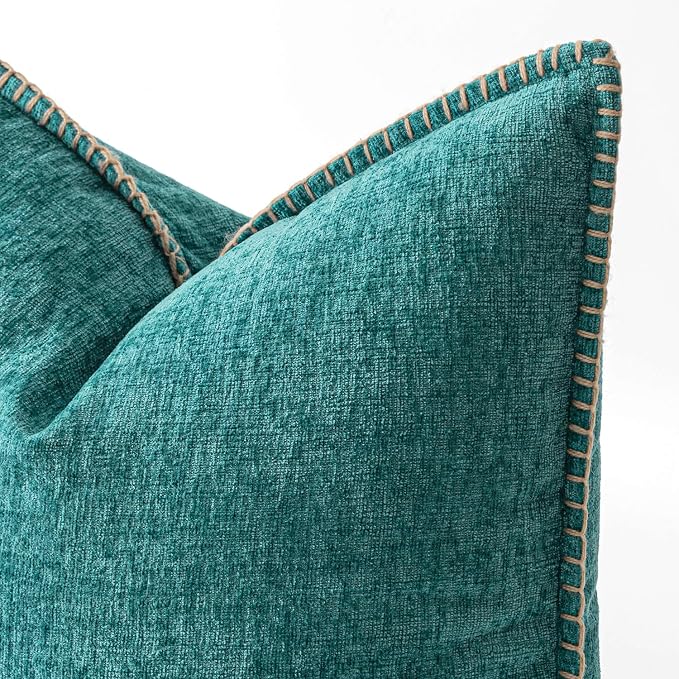 MIULEE Decorative Couch Throw Pillow Covers 16x16 Inch Teal 2 Pack | Farmhouse - Image 2