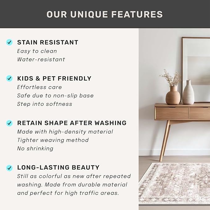 Boho Beige Rug for Living Room - Image 7