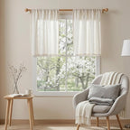 MYSKY HOME Semi Sheer Natural Linen Curtains 36 Inch Length 2 Panels, Light - Image 2