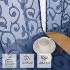 Furman Cafe Curtains 24 Inch Length 2 Panels Set, Elegant Geometric Jacquard - Image 2