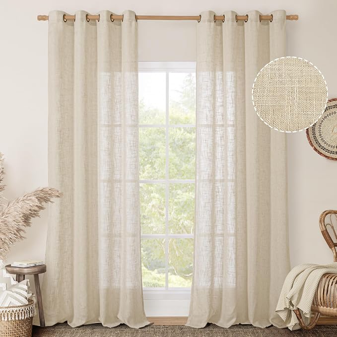Extra Long Linen Curtains 108 inch Long by LAMIT