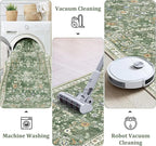 Yamaziot 3x6 Washable Hallway Runner Rug Non Slip Floral Carpet, Sage Green | - Image 3