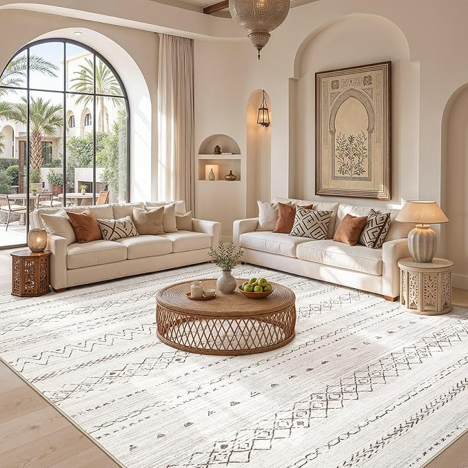 cotiled Boho 8x10 Area Rugs for Living Room: Large Moroccan Washable Rug | - Image 5