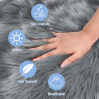 Faux Fur Grey Round Rugs 3ft for Bedroom, Small Fluffy Fuzzy Circle Rug Furry - Image 5
