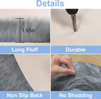 Grey Round Rugs for Bedroom, 4x4 Ft Fluffy Circle Area Rug for Kids Room - Image 4