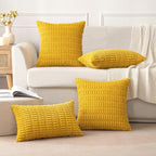 MIULEE Euro Corduroy Decorative Throw Pillow Covers 24x24 Mustard Yellow | Pack - Image 5