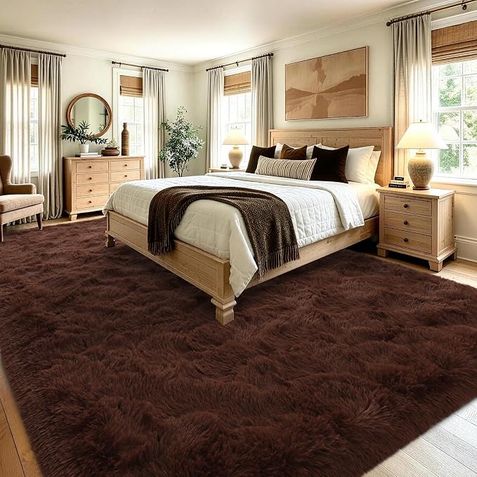 10x14 Extra Large Brown Fluffy Area Rug Non-Slip - Image 4