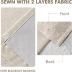 MIULEE Beige Pinch Pleated 100% Blackout Linen Curtains 40x63 Inches | Room - Image 5
