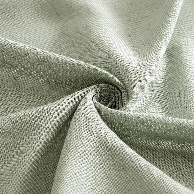 MIULEE Sage Linen Curtains 52x54 Inch Long 2 Panels of Green Window Drapes | - Image 8