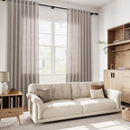 Brownish Grey Linen Curtains for Living Room 80 Inch Length Back Tab Light - Image 6