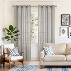 YoungsTex Dark Grey Linen Curtains 84 Inch Length 2 Panels - Image 3