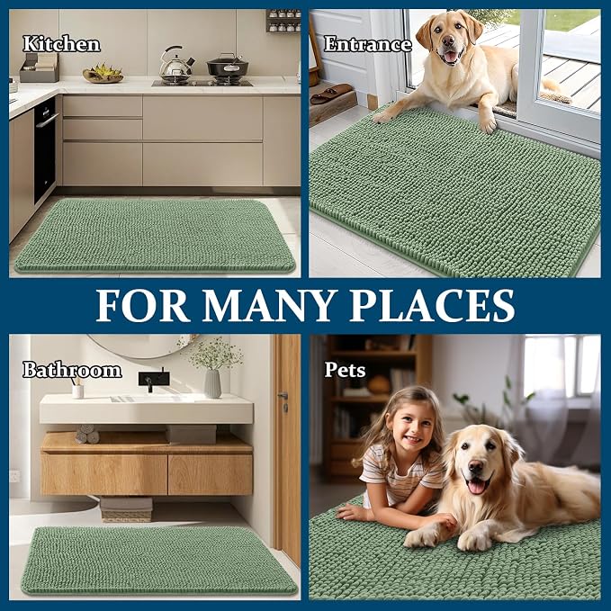 OLANLY Dog Door Mat for Muddy Paws 47x24, Super Absorbent Chenille Mud Mat | - Image 8