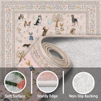 Pink Floral Area Rug 4x6 for Bedroom Dining Room | Low Pile; Non Slip;Machine - Image 7