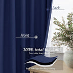 100% Blackout Curtains 102 Inch Length 2 Panels Set - Image 4