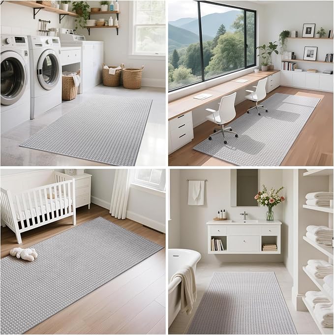Kitchen Runner Rug Mat Non Slip Hallway Runner Washable Gray 2x6 ft | Boho Soft - Image 9