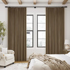 Dutch Cocoa Pinch Pleated Full Blackout Curtains Linen Blend 80 Inches Long | - Image 9