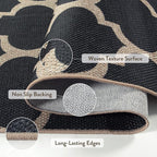 Lahome Moroccan 3x5 Outdoor Rug, Easy Jute Black Washable Rug - Image 2