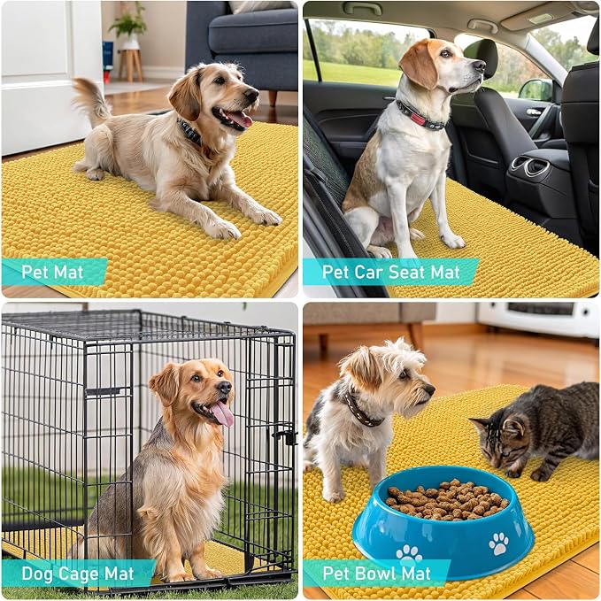 OLANLY Dog Door Mat for Muddy Paws 35x24, Super Absorbent Chenille Mud Mat | - Image 7