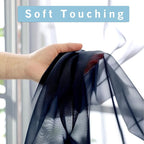 Navy Blue Sheer Curtains 96 Inches Long 2 Panels Set, Elegant Sheer Curtains - Image 4