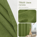 45 Inch Sage Green 100% Blackout Linen Curtains - Image 8