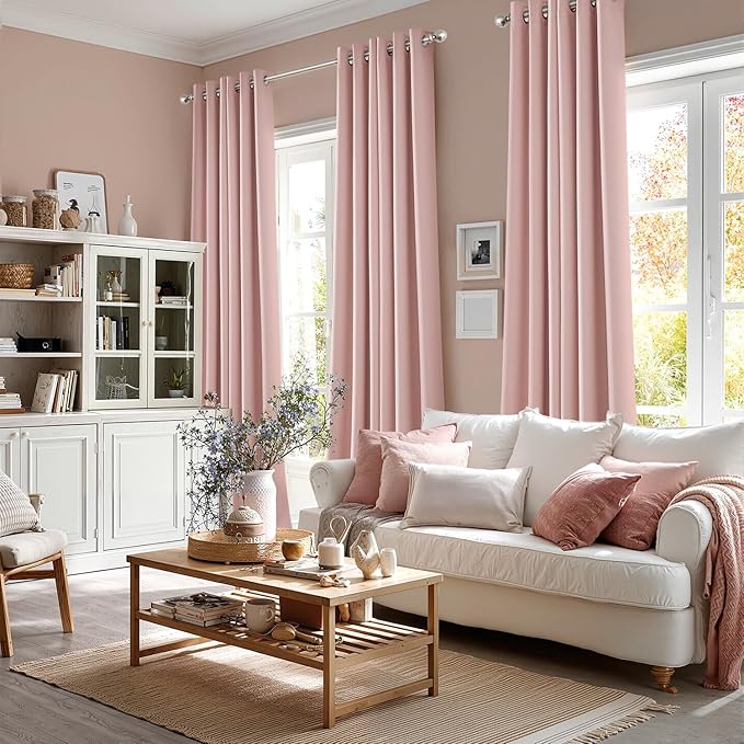 MIULEE Blackout Curtains for Bedroom 2 Panels 40 x 84 Inch Long Pink | Thermal - Image 6