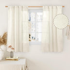 45 Inch Short Window Linen Curtains, Light Filtering Panels | Neutral Drapes by LAMIT