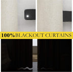 NICETOWN Natural Full Blackout Boho-Chic Linen Curtains 84 inch Long 2 Panels - Image 2
