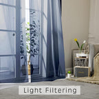 Navy Blue Sheer Curtains 2 Panel Sets 84" Inch Length - Image 4
