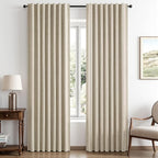 MIULEE 100% Blackout Linen Curtains 42 x 84 Inch Cobblestone 2 Panels | Thermal by MIULEE