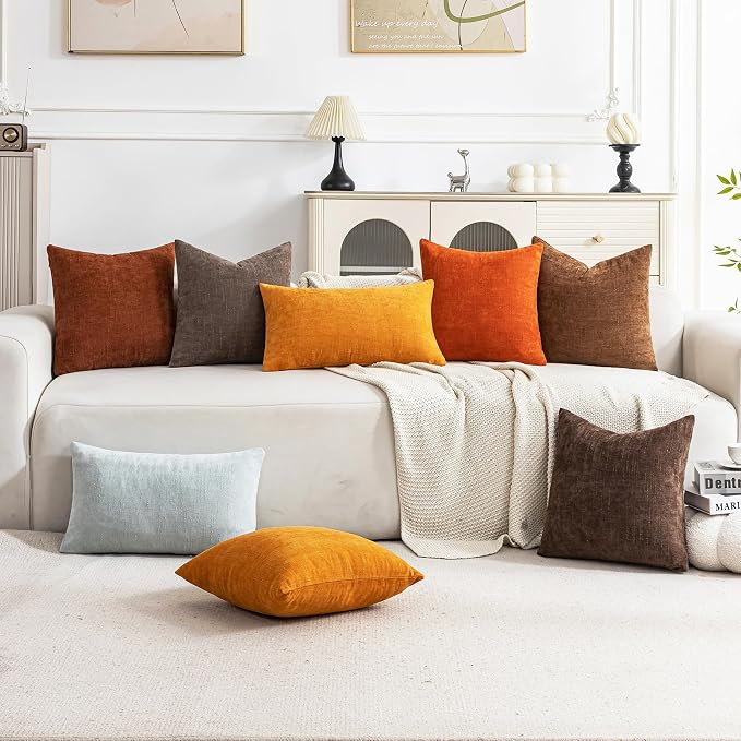 Set of 4 Soft Textured Decorative Throw Pillow Covers 24x24 Inch Cozy Farmhouse - Image 3