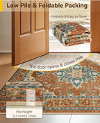 RELEANY Washable Area Rug, Water Repellent, Pet Friendly, Vintage Floral Boho - Image 5
